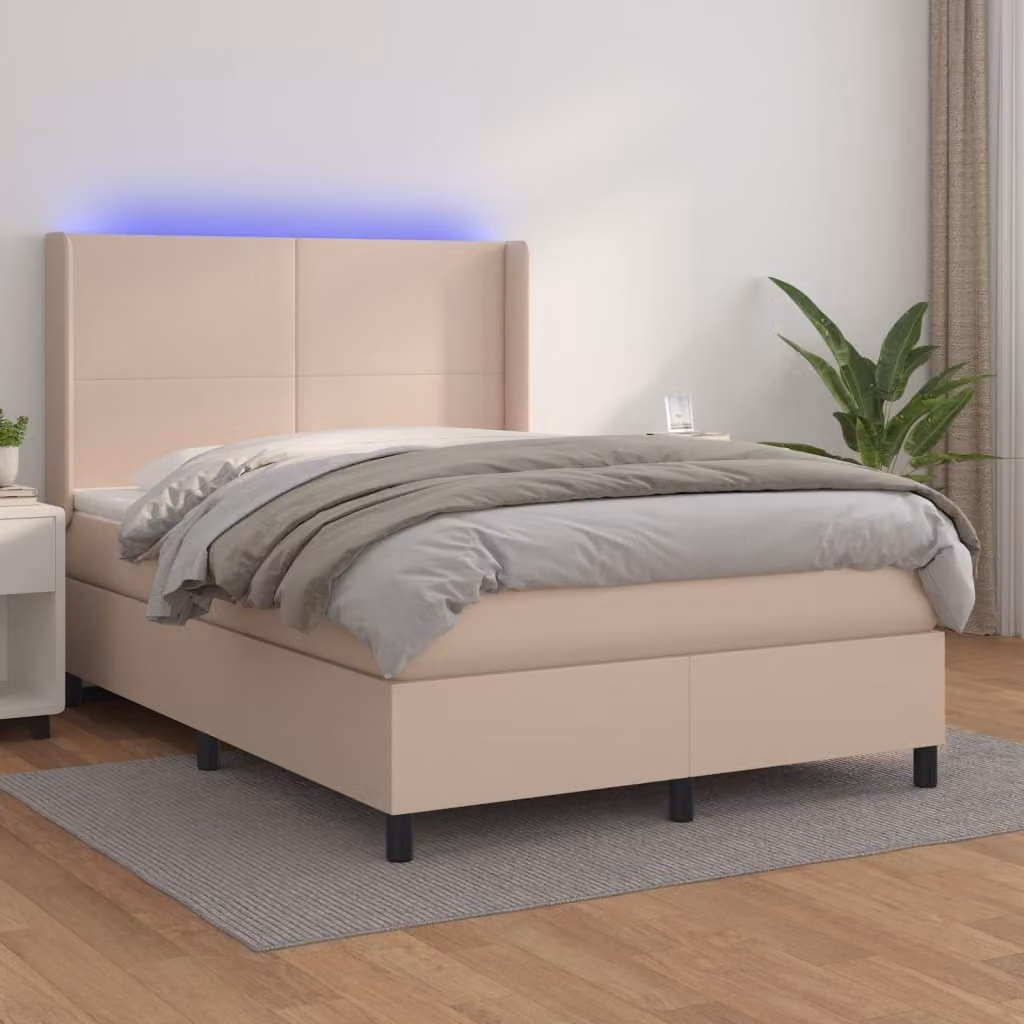 Maison Exclusive - Giroletto Molle Materasso e LED Cappuccino 140x200cm Pelle finta