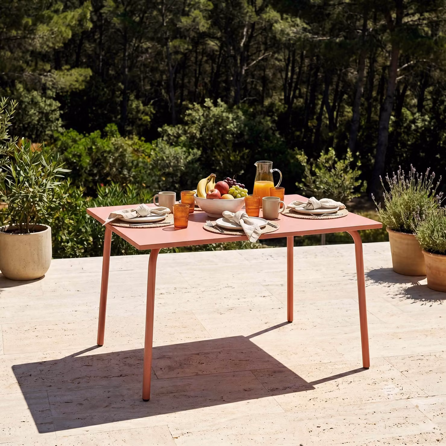 Tavolo da giardino in acciaio 120 x 70 cm argilla - Oviala Palavas