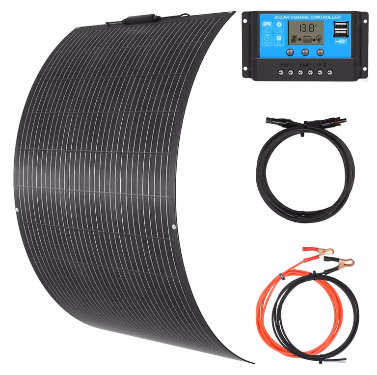 Kit di pannelli solari da 100 W, flessibili, a 12 V, con regolatore di carica da 10 A
