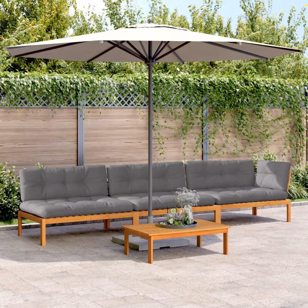 vidaXL Set Divani Pallet Giardino 4pz Cuscini Legno Massello Acacia