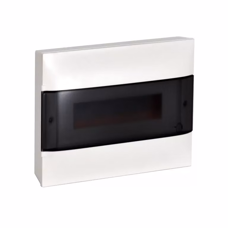 Distributore a superficie Legrand Praktibox S, con sportello in vetro fumé, bianco, 1x 12 moduli 135211
