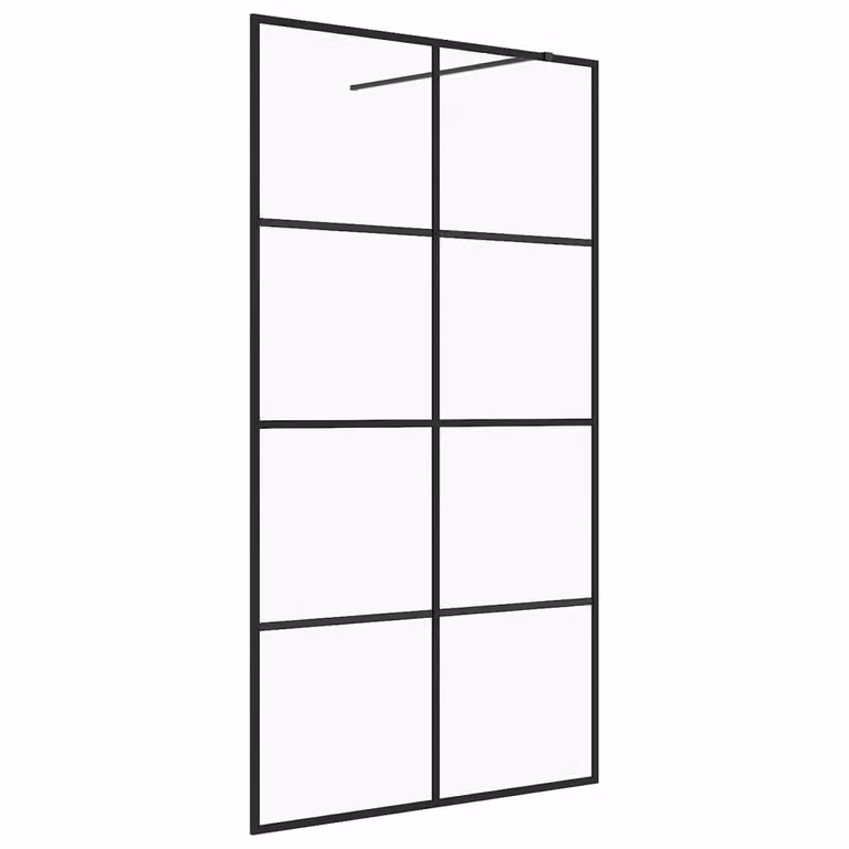 Parete Doccia Walk-in in Vetro Trasparente ESG 140x195cm Nera