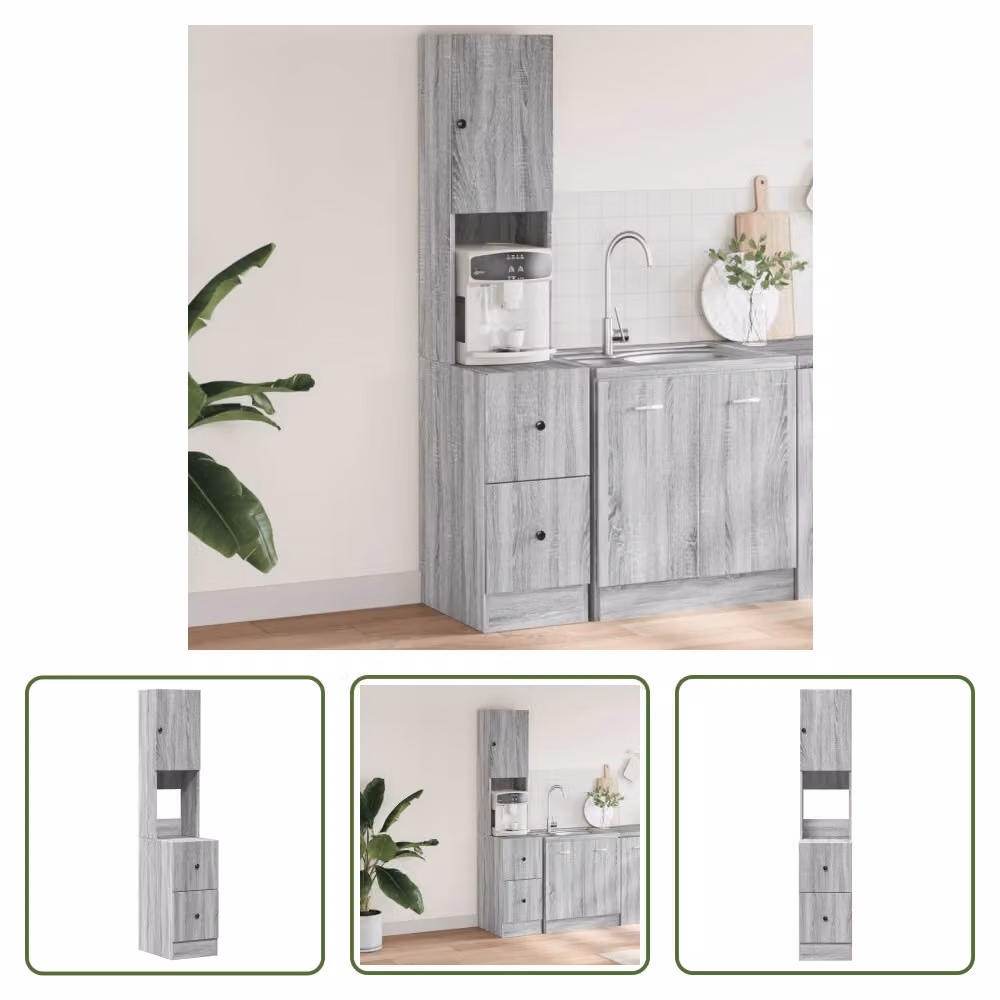 The Living Store Armadio da cucina Grigio Sonoma 35x50x180 cm Materiale legno