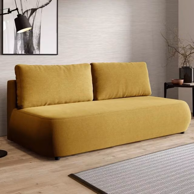 Divano Letto 2 Posti con Contenitore Brugnato DMORA Giallo L: 210 cm, P: 106 cm