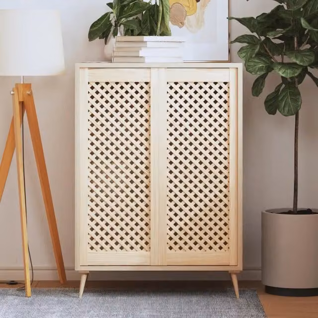 Ante con Design a Reticolo 2 pz 39,5x99 cm in Legno di Pino 372796