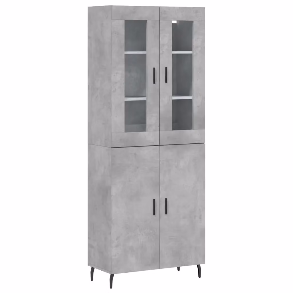 Credenza moderna vidaXL in legno e metallo, colore grigio, L: 69,5 cm, P: 34 cm, H: 180 cm – 2