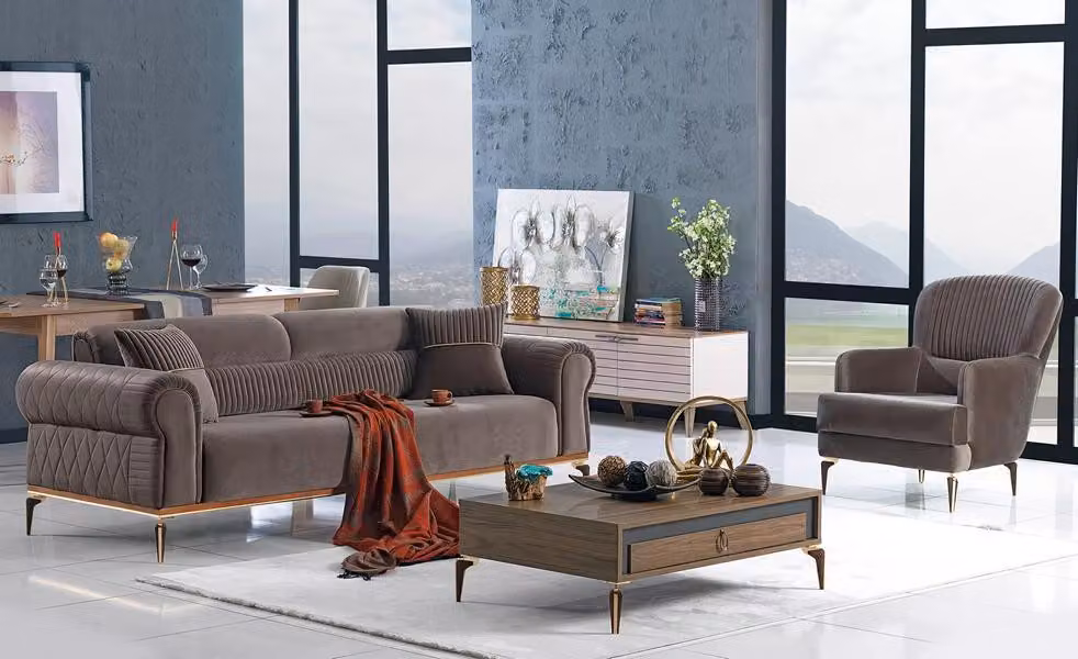 Sofagarnitur Wohnlandschaft Couch Sofa Sitzgruppe Sitzgarnitur Polstermöbel 3+1