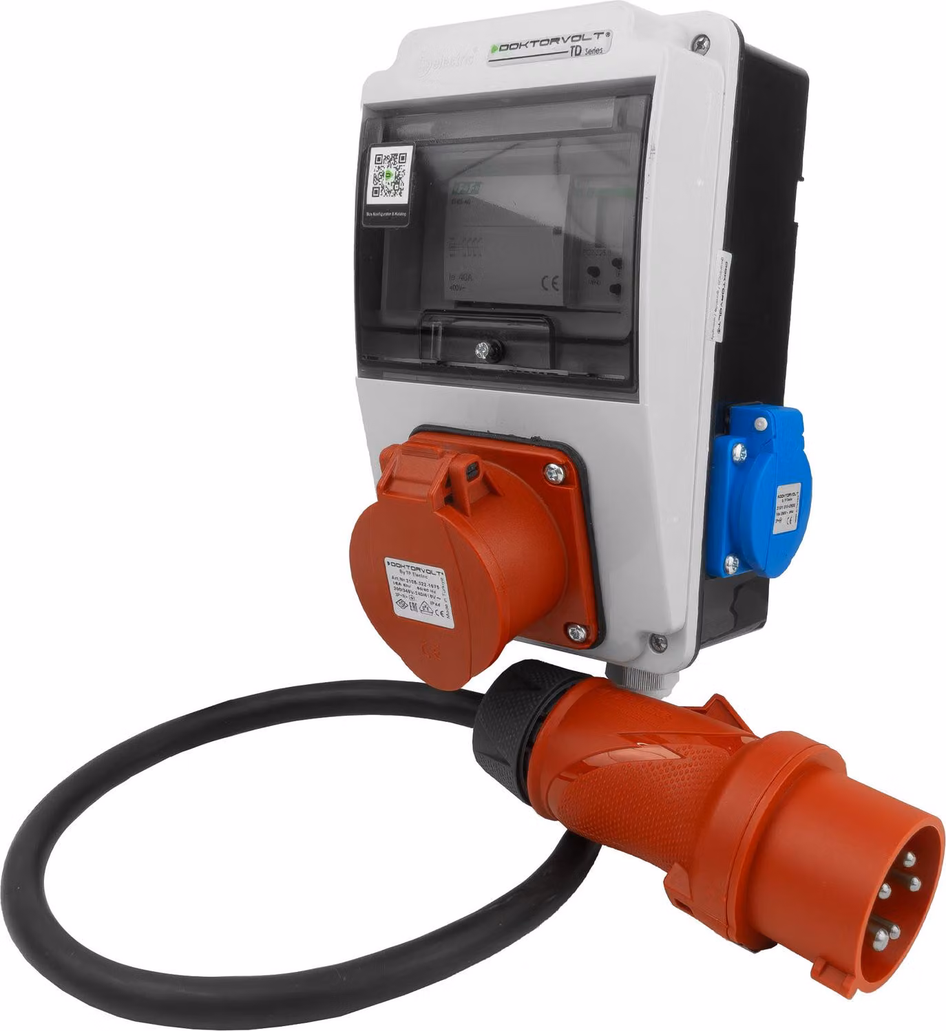Quadro di distribuzione a parete XS 16A 2x230V IP44 Quadro di distribuzione di energia con timer astronomico Completamente cablato Doktorvolt DV-5329-D