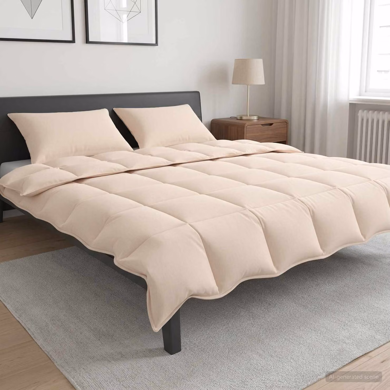 Set di 2 piumoni vidaXL per tutte le stagioni in cotone e fibra di kapok, beige, L/P: 200 x 220 cm