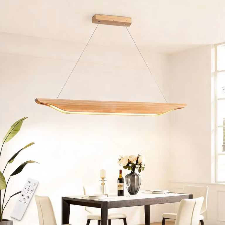 ZMH luci a sospensione LED luce a sospensione legno tavolo da pranzo luce a sospensione design moderno sala da pranzo lampada 90CM dimmerabile con telecomando lampada a sospensione per sala da pranzo