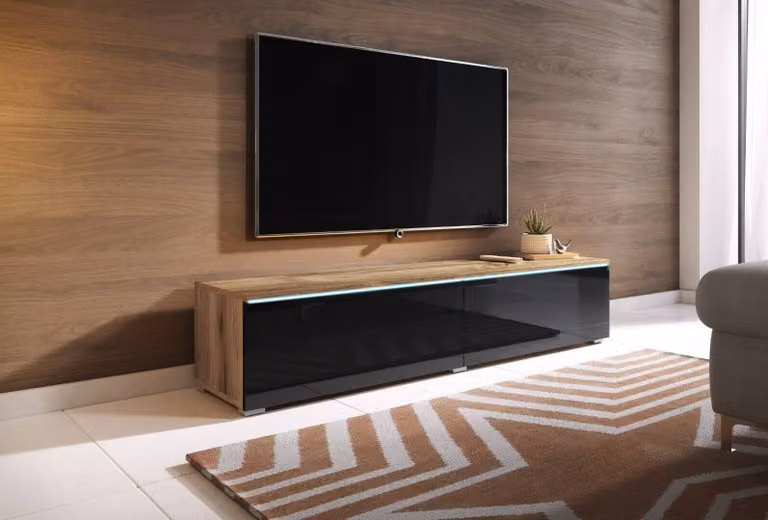 Tavolino per TV CERIE 140 - rovere wotan / nero lucido