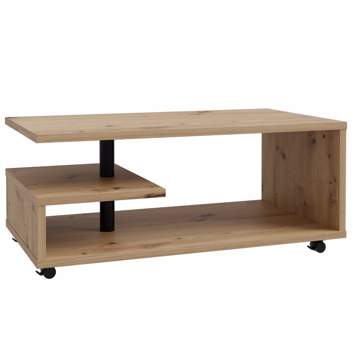 Tavolino Casa Dolce BIANCA, rovere, 105x60x45,5 cm, mobili da salotto, su ruote, portata 40 kg