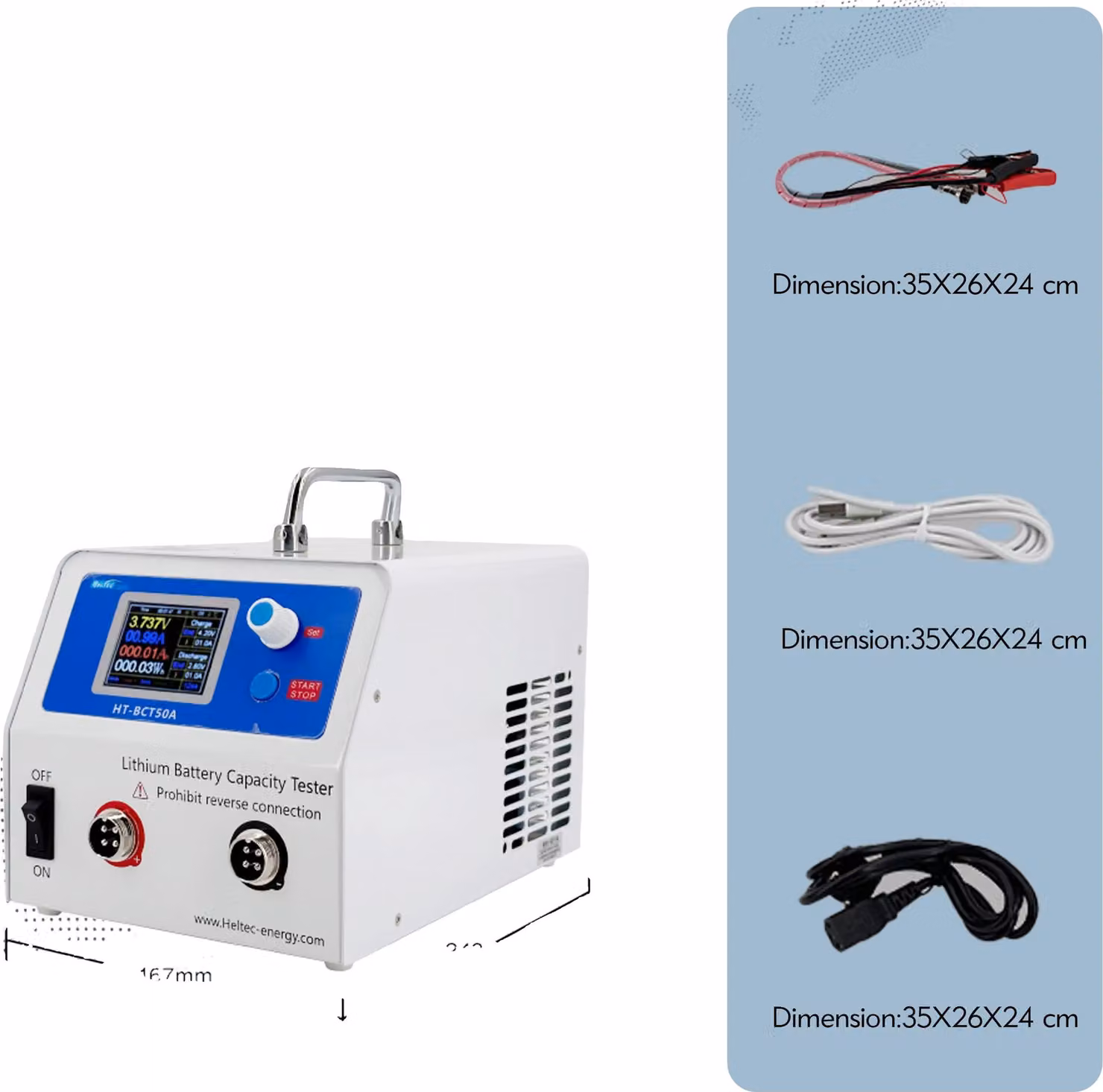 Regolatore di carica e scarica per batterie, tester di capacità da 50 A, compatibile con più batterie, BCT50A 50 A 5 V