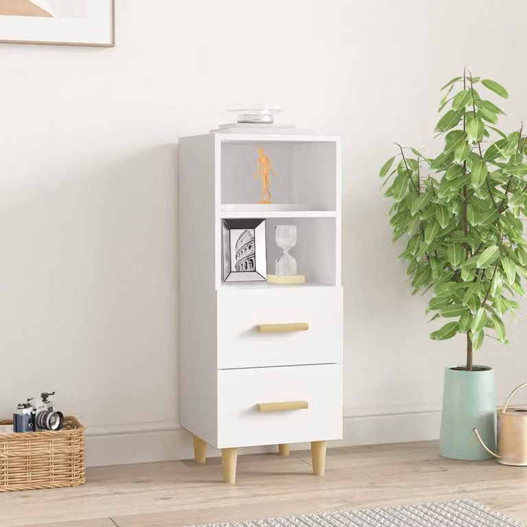 Credenza bianca moderna vidaXL in legno multistrato da appendere a parete L: 34,5 cm, P: 34 cm, H: 90 cm