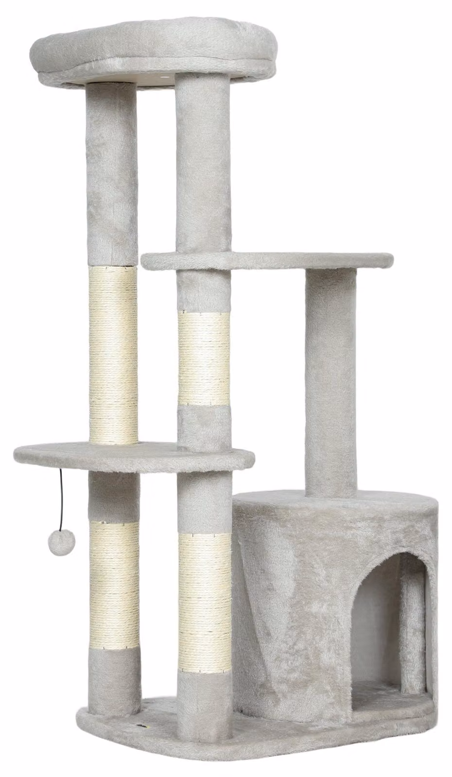 Albero per gatti da 114 cm con sisal e casetta per gatti | Colore: Grigio | Dimensioni: 45x60x114 cm