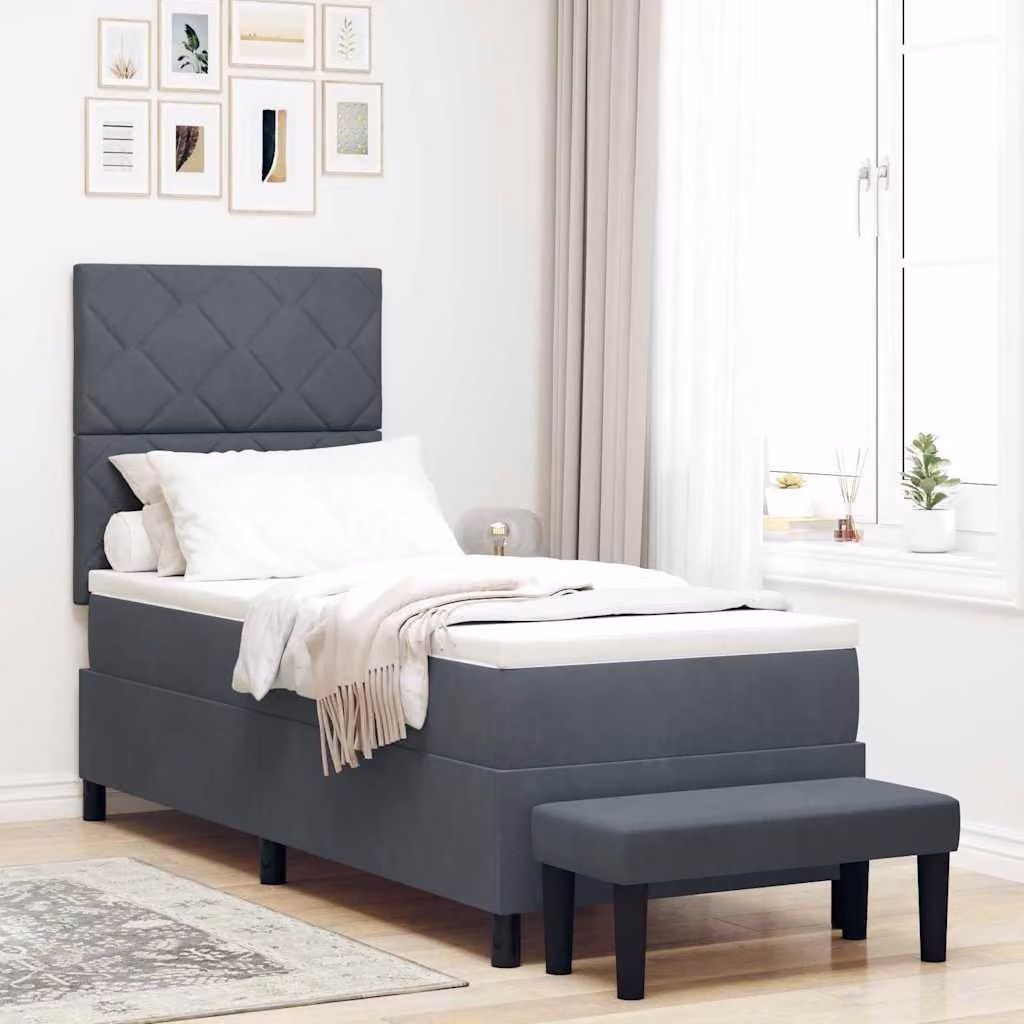 Maison Exclusive - Letto boxspring con testiera grigio scuro 200 x 80 cm in velluto