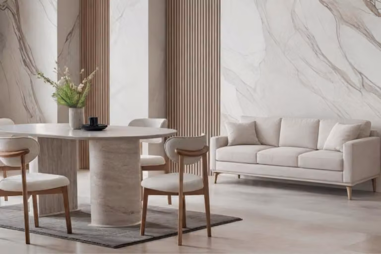 Set moderno per sala da pranzo, composto da un tavolo e 4 sedie