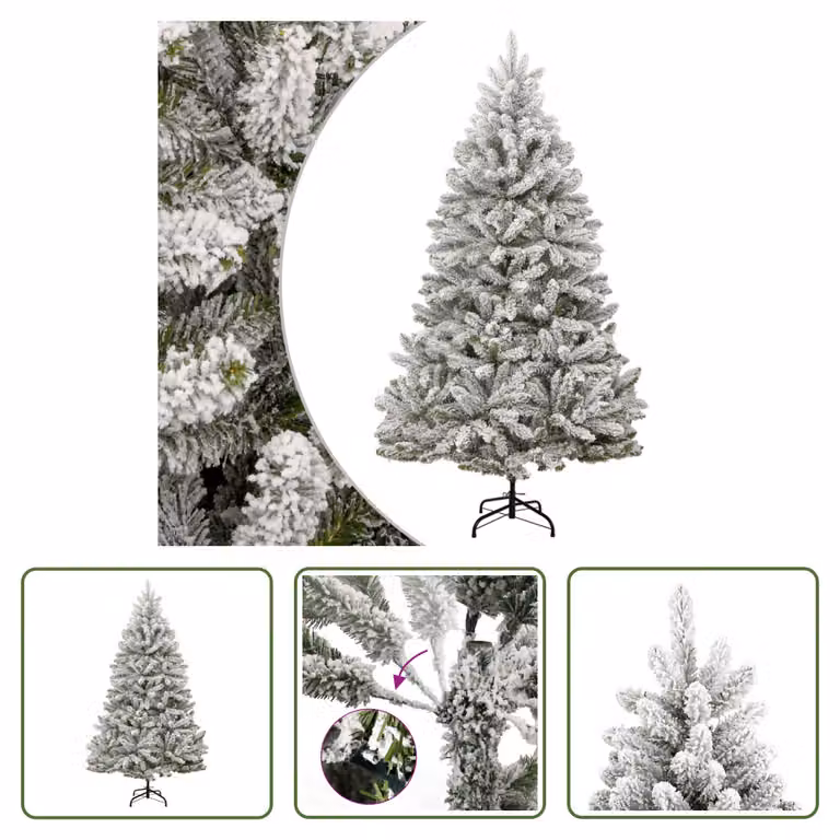 The Living Store Albero di Natale artificiale pieghevole innevato 180 cm