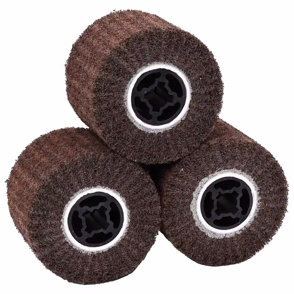 Set di 3 rulli abrasivi vidaXL in fibre sintetiche marroni per smerigliatrice angolare L/P/H: 12 x 12 x 10 cm