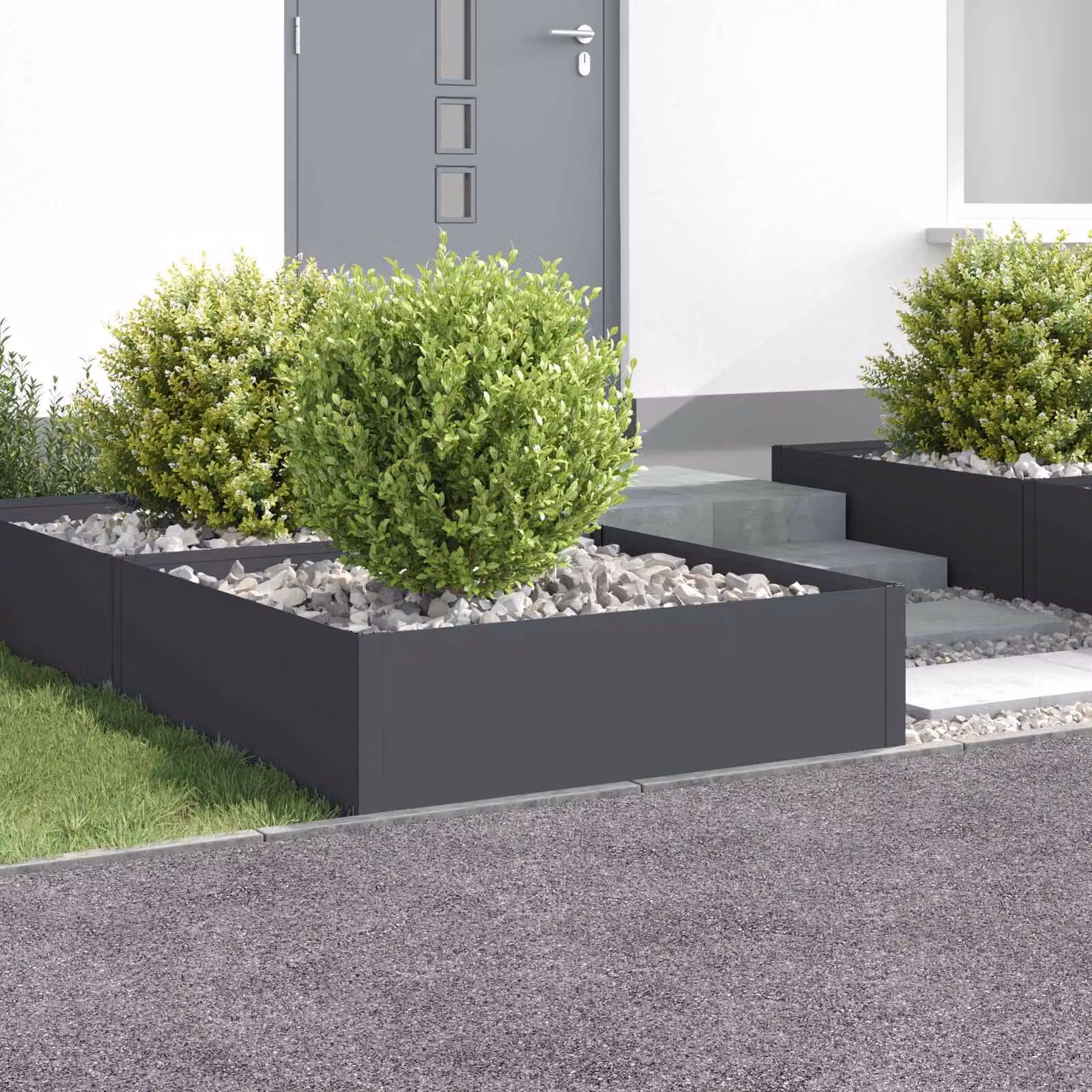 Set di 4 bordure per prato vidaXL in acciaio colore antracite L 100 x P 100 x H 35 cm