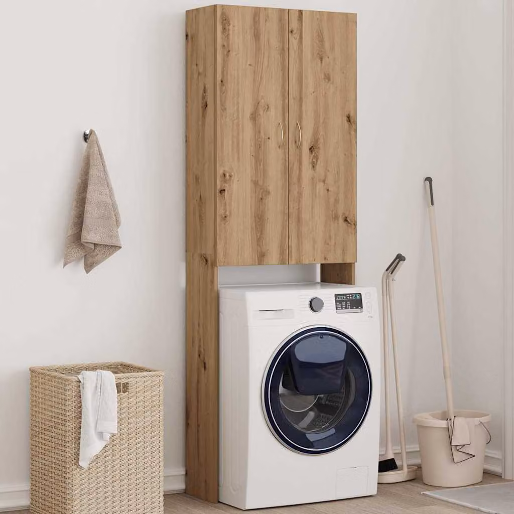 Mobile per lavatrice vidaXL in legno rovere marrone L: 64 cm, P: 25,5 cm, H: 190 cm