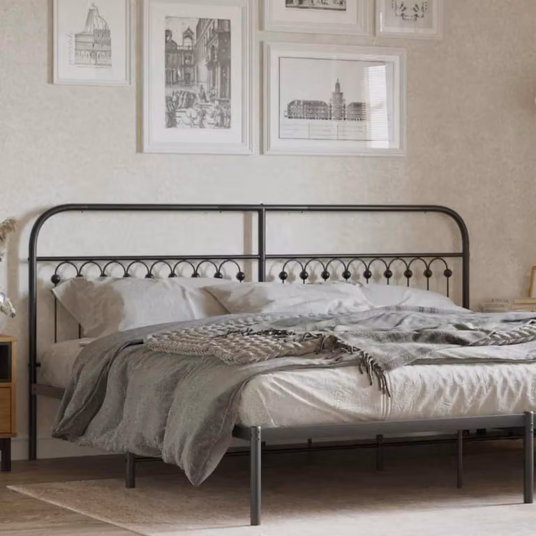 Testiera di ricambio in metallo nero vidaXL per letto 200x200 cm