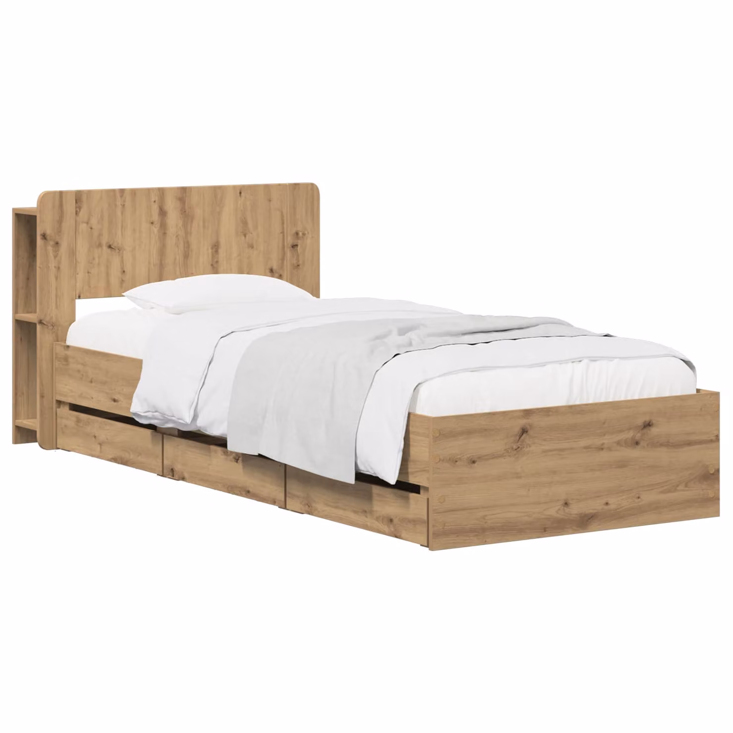 vidaXL Struttura letto con contenitore e cassetti, Rovere, L/P/H: 140 x 200 x 119,5 cm