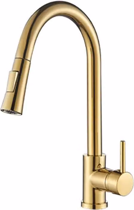 Rubinetto da cucina, doccetta estraibile flessibile, miscelatore monocomando, finitura oro A