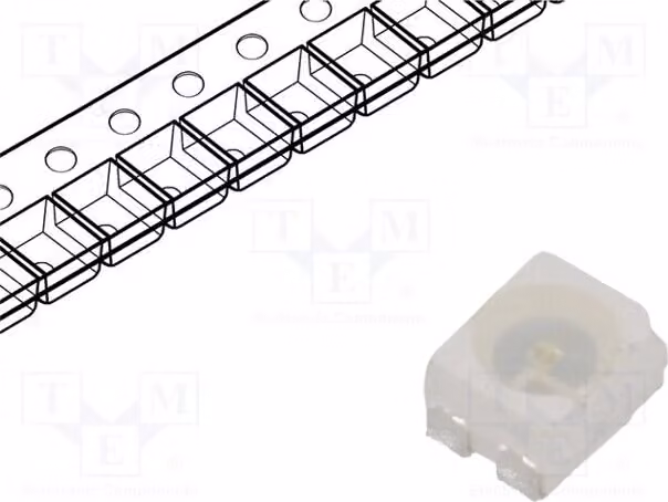 2 LED 3528, PLCC4, angolo di emissione 120°, dimensioni 3,5x2,8x1,9 mm, colore verde, intensità luminosa 2180÷3300 mcd, tecnologia SMD, corrente di funzionamento 50 mA, modello OSG58AS3C1A, LED