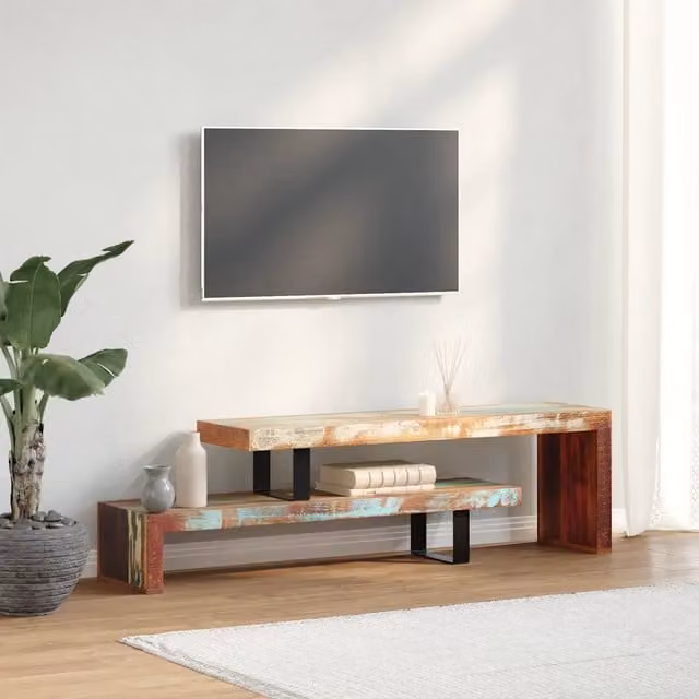Mobile Porta TV-Mobile per TV-Credenza TV in Legno Massello di Recupero