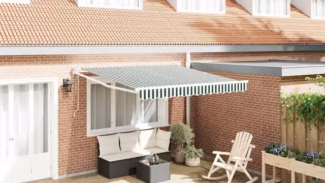 Tenda retrattile Verde e Bianco 350 x 250 cm 3330474