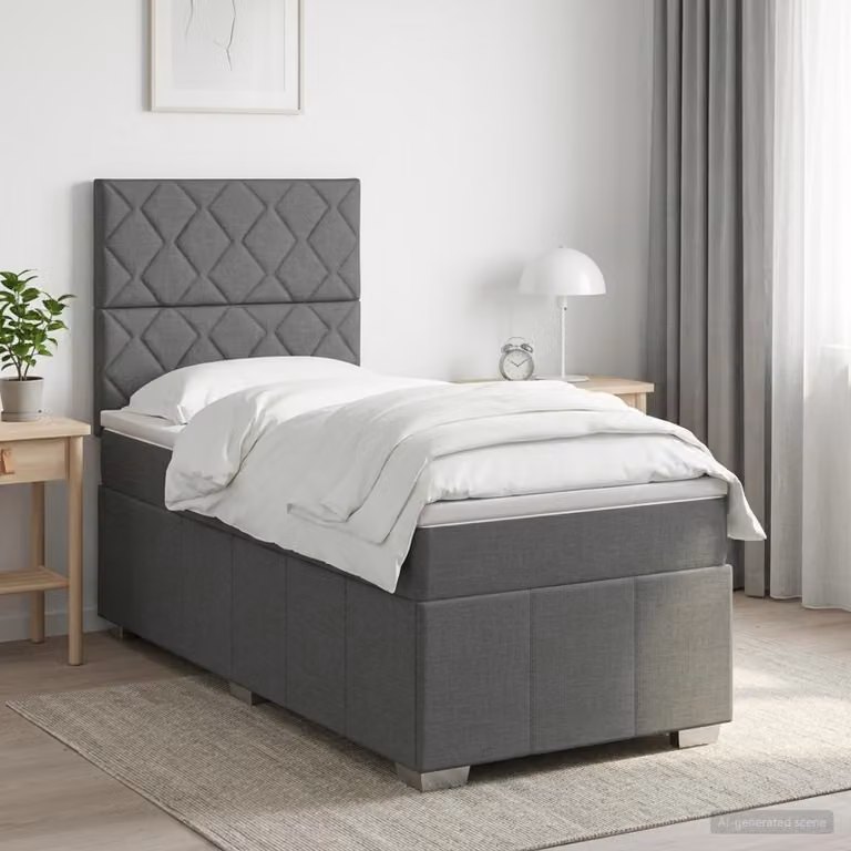 Letto box spring vidaXL con materasso a molle insacchettate, Grigio Scuro e Bianco, L 80 x P 200 cm