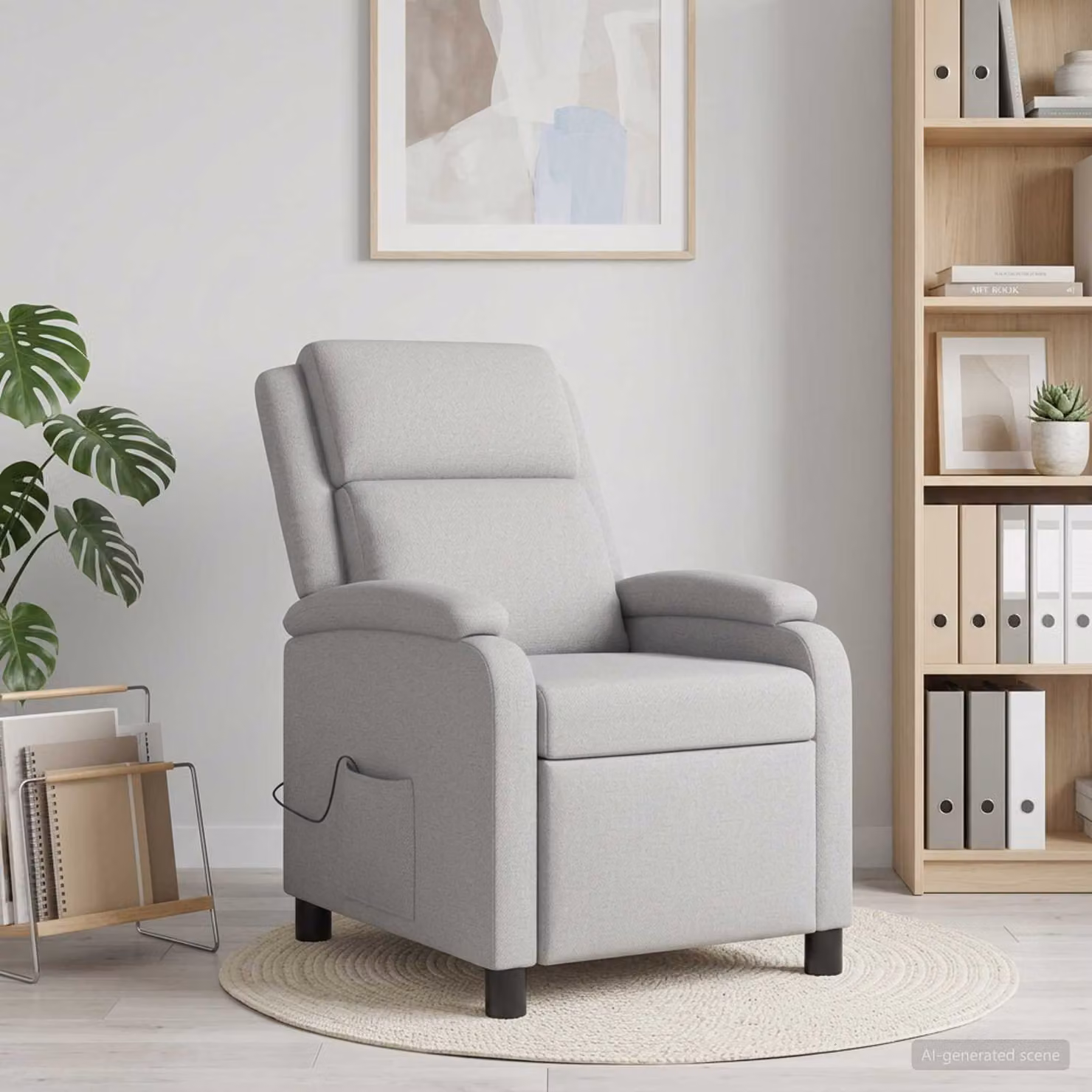 vidaXL Poltrona Relax Moderna in Tessuto Grigio con Braccioli