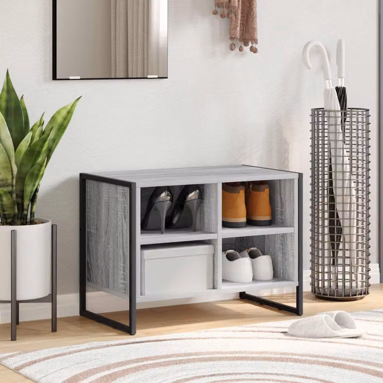 Mobile porta scarpe vidaXL in stile industriale grigio, L/P/H: 60 x 35 x 44 cm