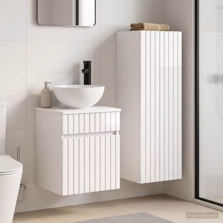 Set di mobili per il bagno vidaXL composto da mobile lavabo e pensile bianco lucido