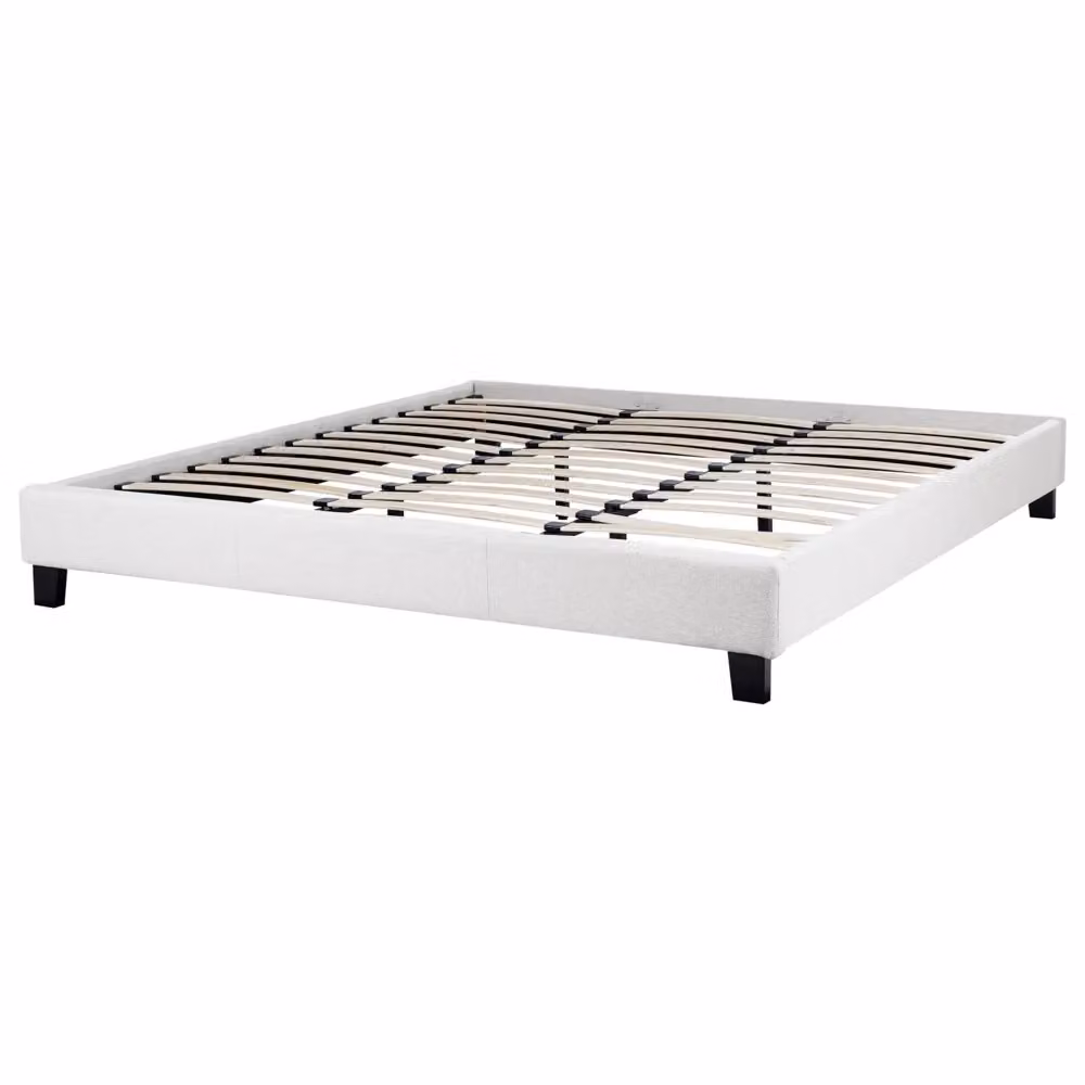 Letto Beliani in tessuto grigio con rete a doghe senza testiera L/P: 180 x 200 cm – 2