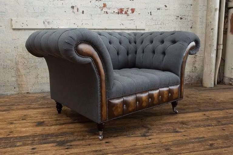 Design Chesterfield Stoff Couch Sofa Polster Sessel 1 Sitzer Stoffsofas