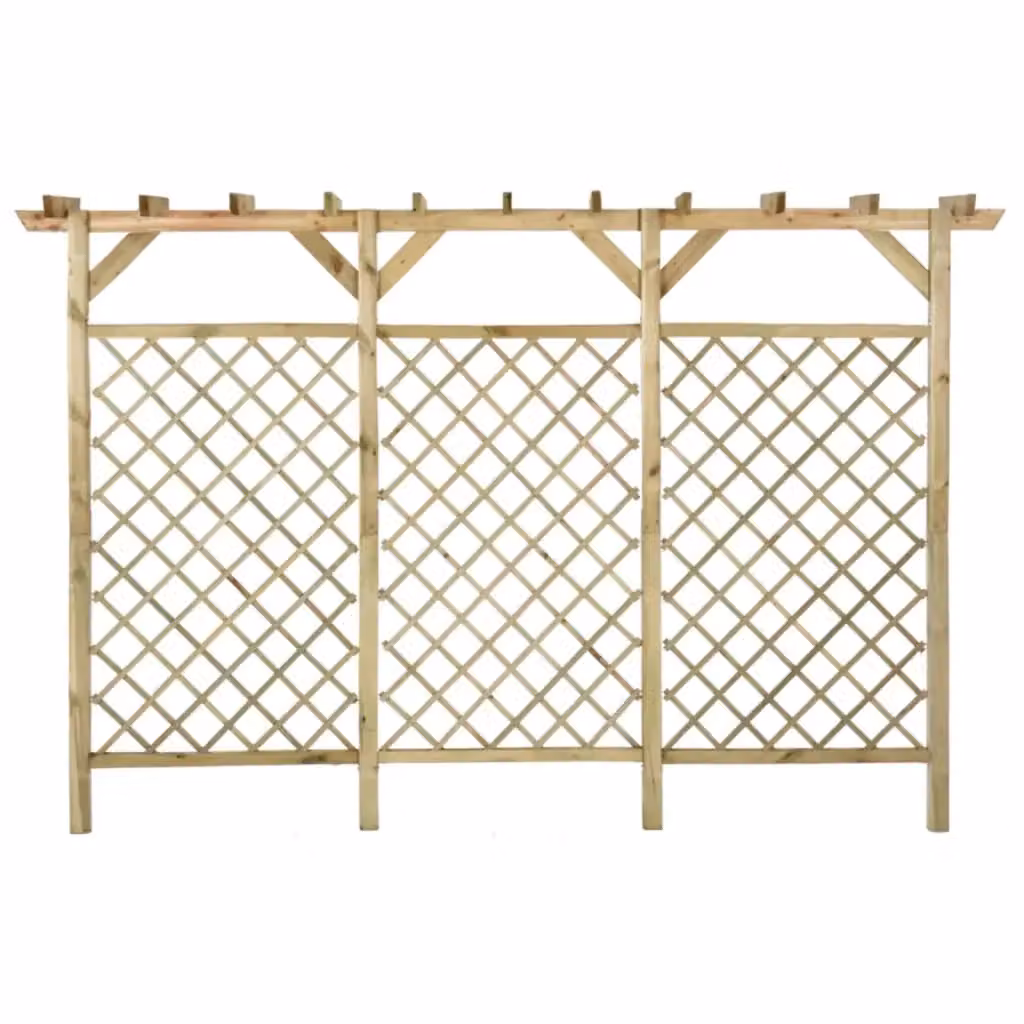Recinzione a Traliccio con Pergolato vidaXL in Legno di Pino Impregnato L: 300 cm, P: 50 cm, H: 200 cm – 2