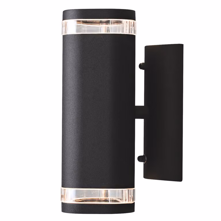Konstsmide Modena Up&Down Applique Up&Down in alluminio laccato nero con vetro acrilico trasparente