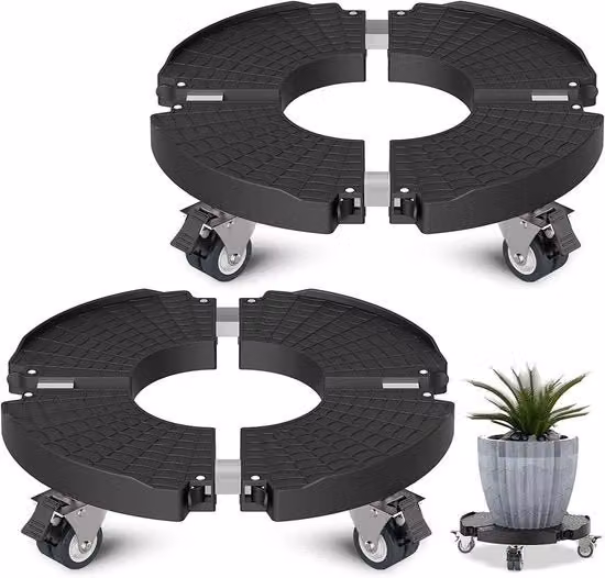 Supporto Rotante per Piante Esterno 40-54 cm Ripiano per Piante con Capacità di Carico 200 kg Stand per Piante a Fiamma con Ruote 2 Pezzi
