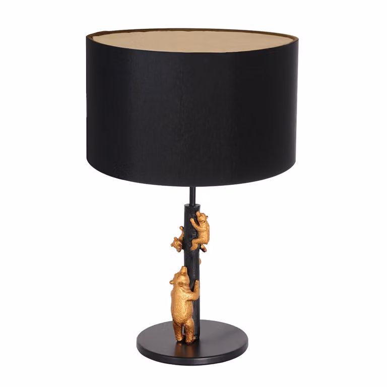 Lampada da tavolo - nero - Animaux - lino metallo tessile - Ø 17cm - E27 - 7203ZW - Anne Lighting