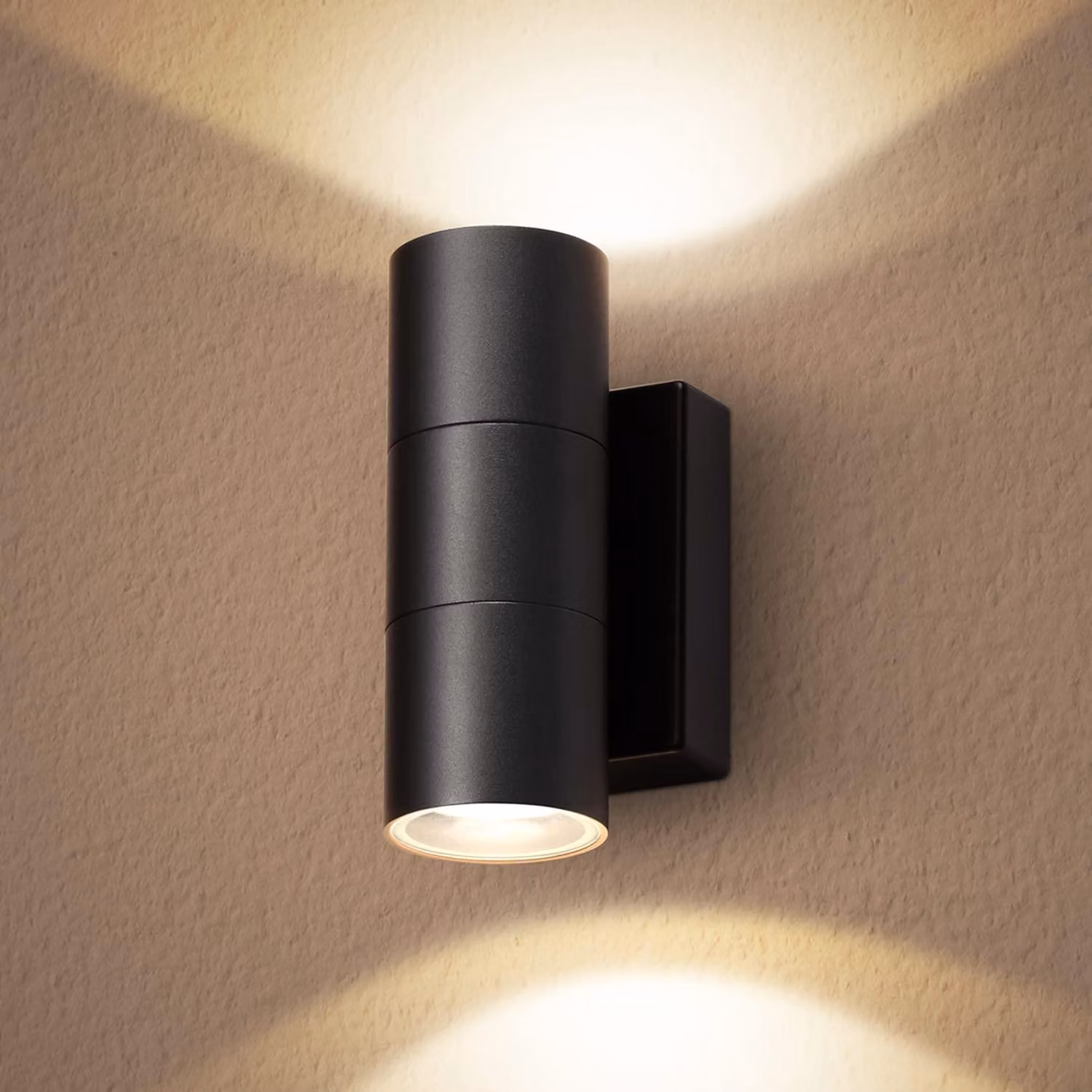 Lampada da parete a LED per esterni, grado di protezione IP65, alluminio, design up&down, attacco GU10, colore nero