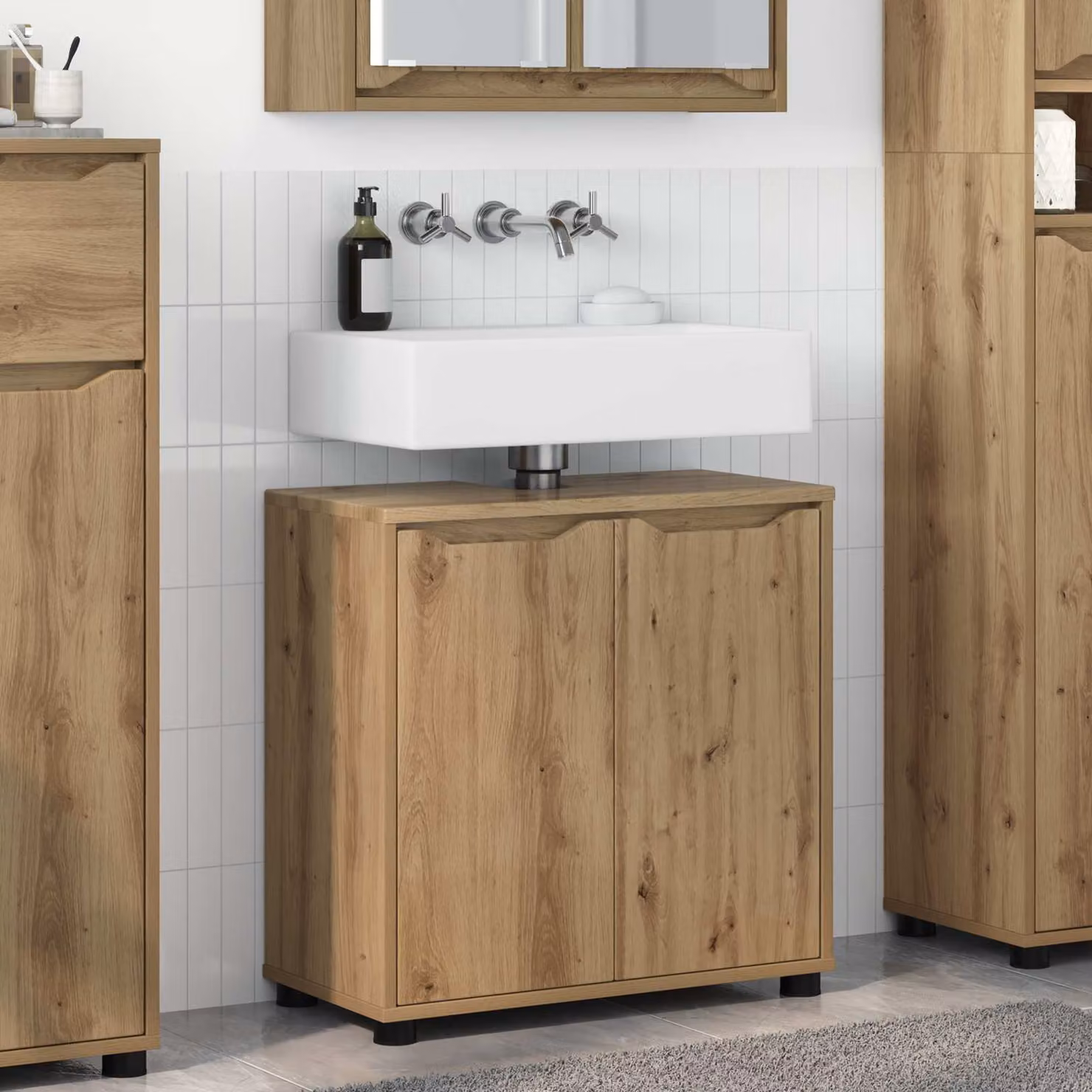vidaXL Mobile per lavabo da bagno Rovere artigianale 60 x 30 x 60 cm