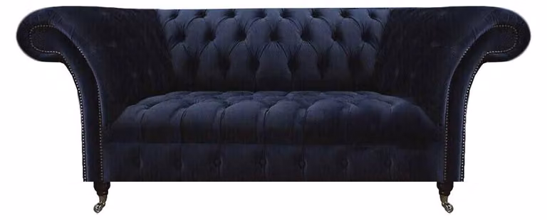 Dunkelblaue Polstercouch Chesterfield Wohnzimmer Textilsofa Moderne Möbel