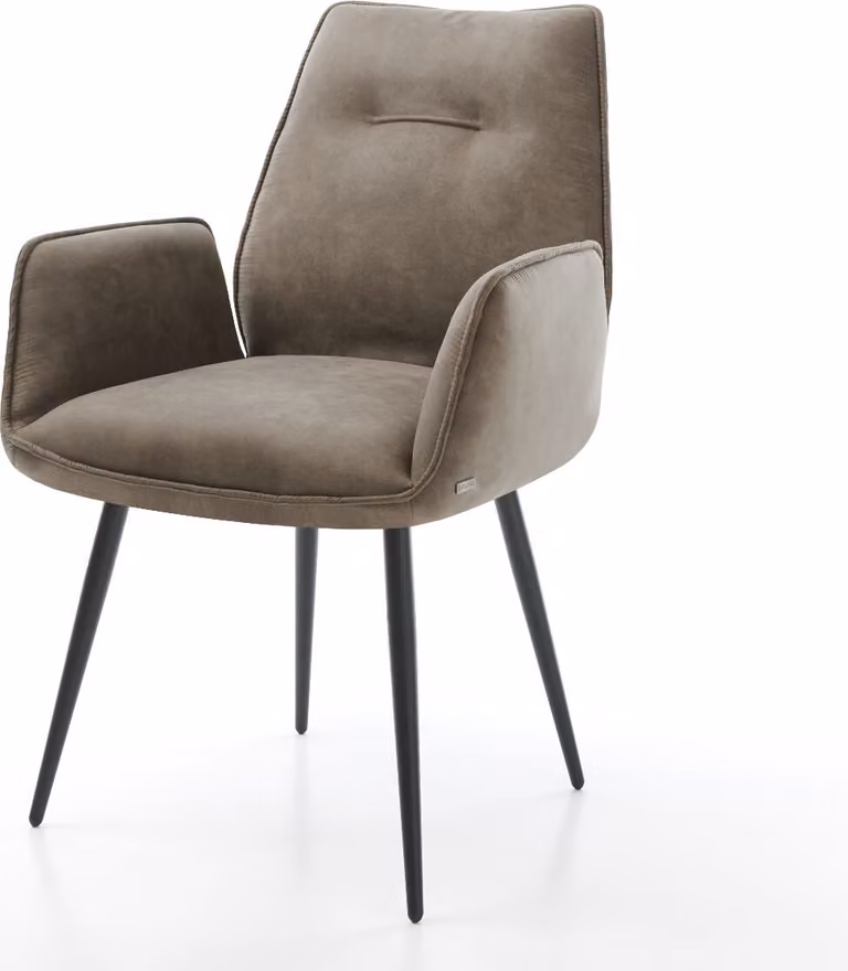 DELIFE Sedia da pranzo Zoa-Flex in microfibra color taupe vintage, con base a 4 gambe coniche, imbottitura in molle insacchettate e finitura nera