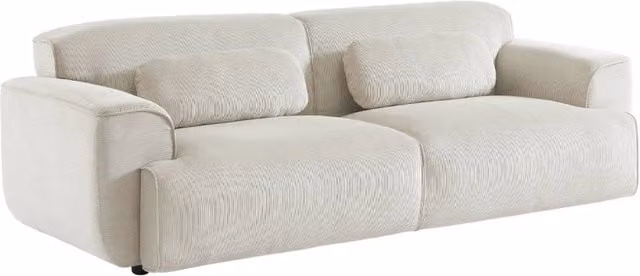 Divano a 3 posti Sweeek in velluto a coste beige con cuscini coordinati e coperture rimovibili