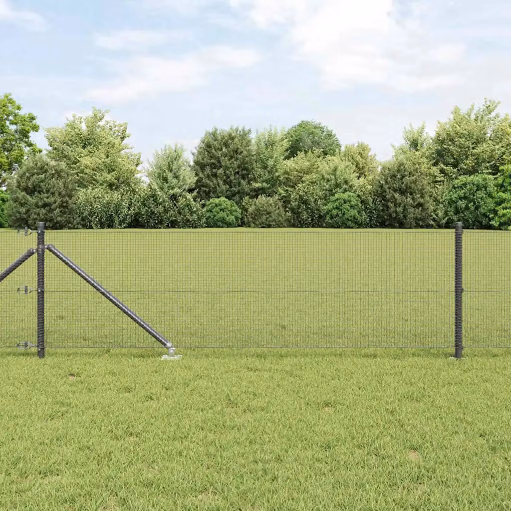 Recinzione in rete saldata con punte vidaXL in acciaio e PVC, Grigio, L: 50 m, H: 0,6 m – 1