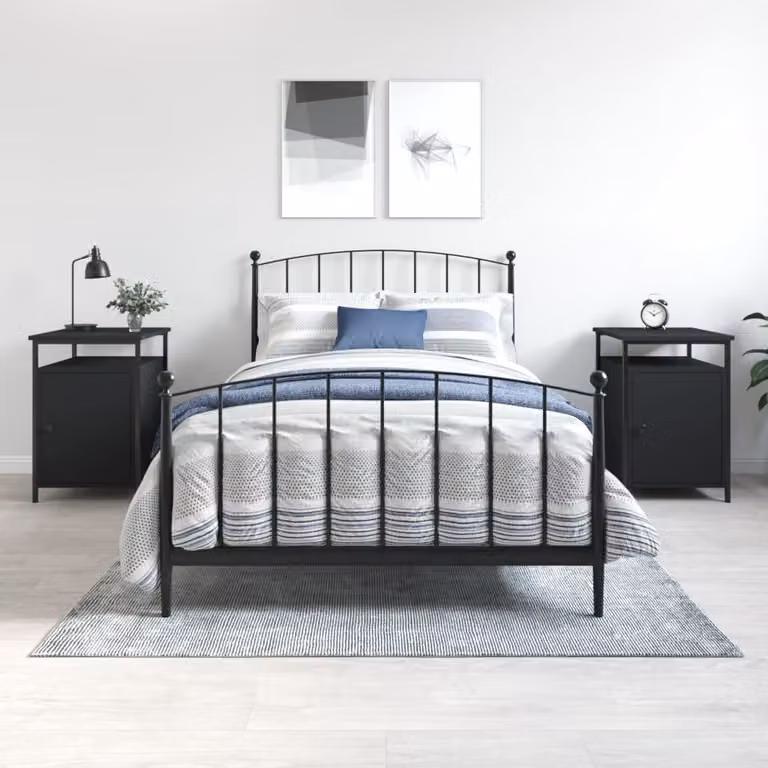 Set di 2 comodini moderni vidaXL neri in legno e metallo L/P/H: 40 x 42 x 60 cm