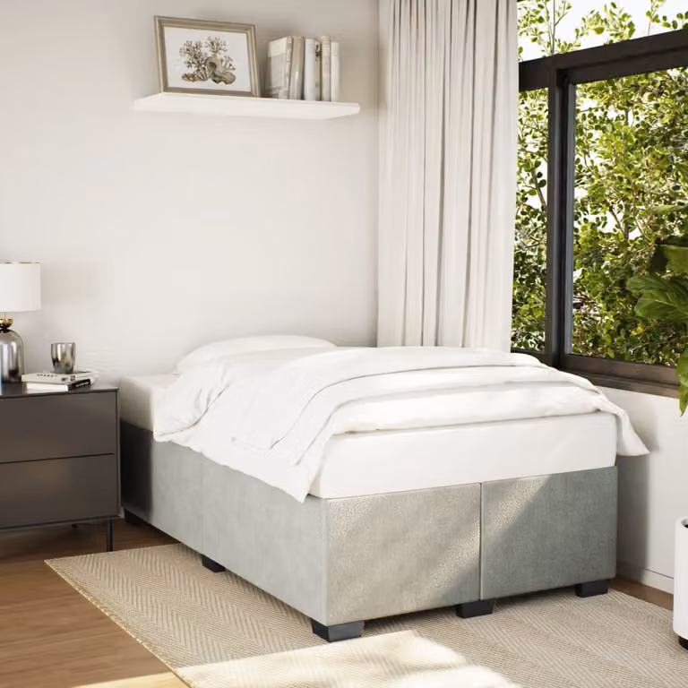 vidaXL Giroletto senza Materasso in Velluto Grigio Chiaro L: 120 cm, P: 200 cm