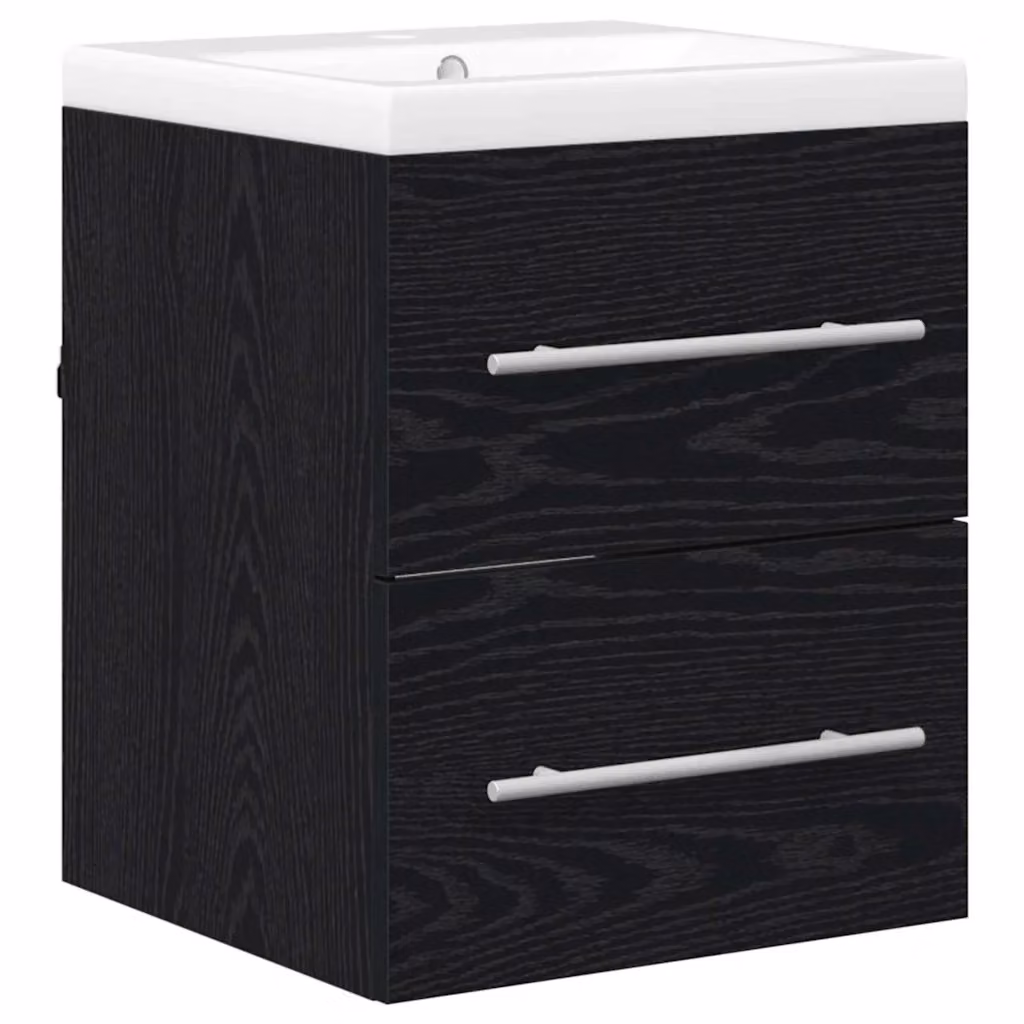 Armadietto da bagno sospeso vidaXL con cassetto e ante, Nero Opaco, L: 42 cm, P: 39 cm, H: 52 cm – 2